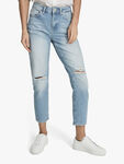 LAKELYRIPPED Mid Rise Straight Jeans With Rip Detail